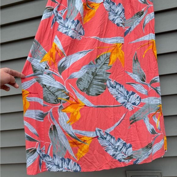 Patrons of Peace size M Tropical Floral Hawaiian Maxi Skirt w/Slits - Coral - Picture 8 of 9
